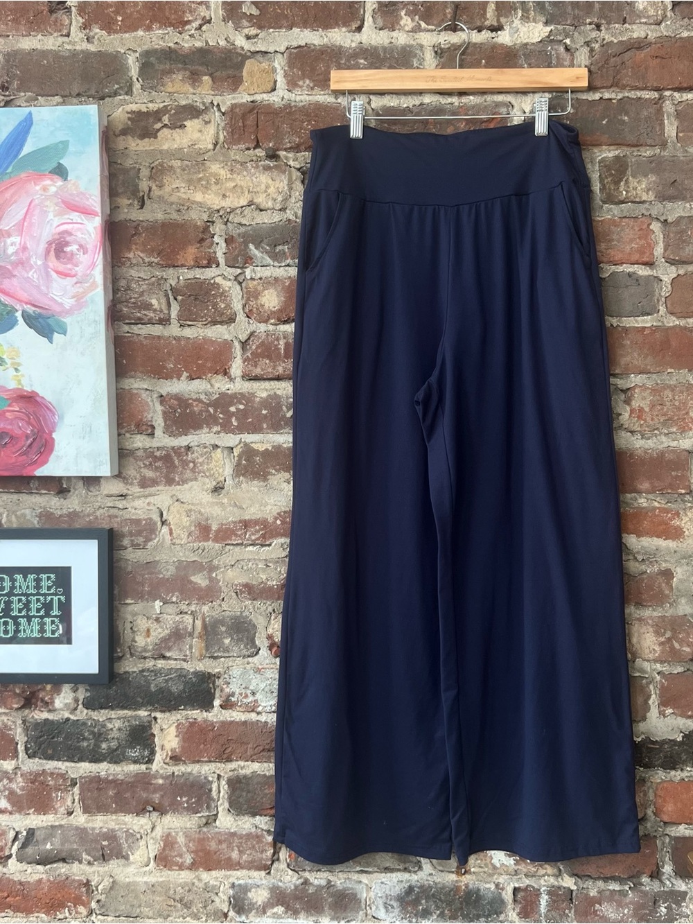 HALARA Navy Wide-Leg Palazzo Pants